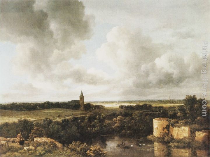 Landscape with Church and Ruined Castle painting - Jacob van Ruisdael Landscape with Church and Ruined Castle art painting